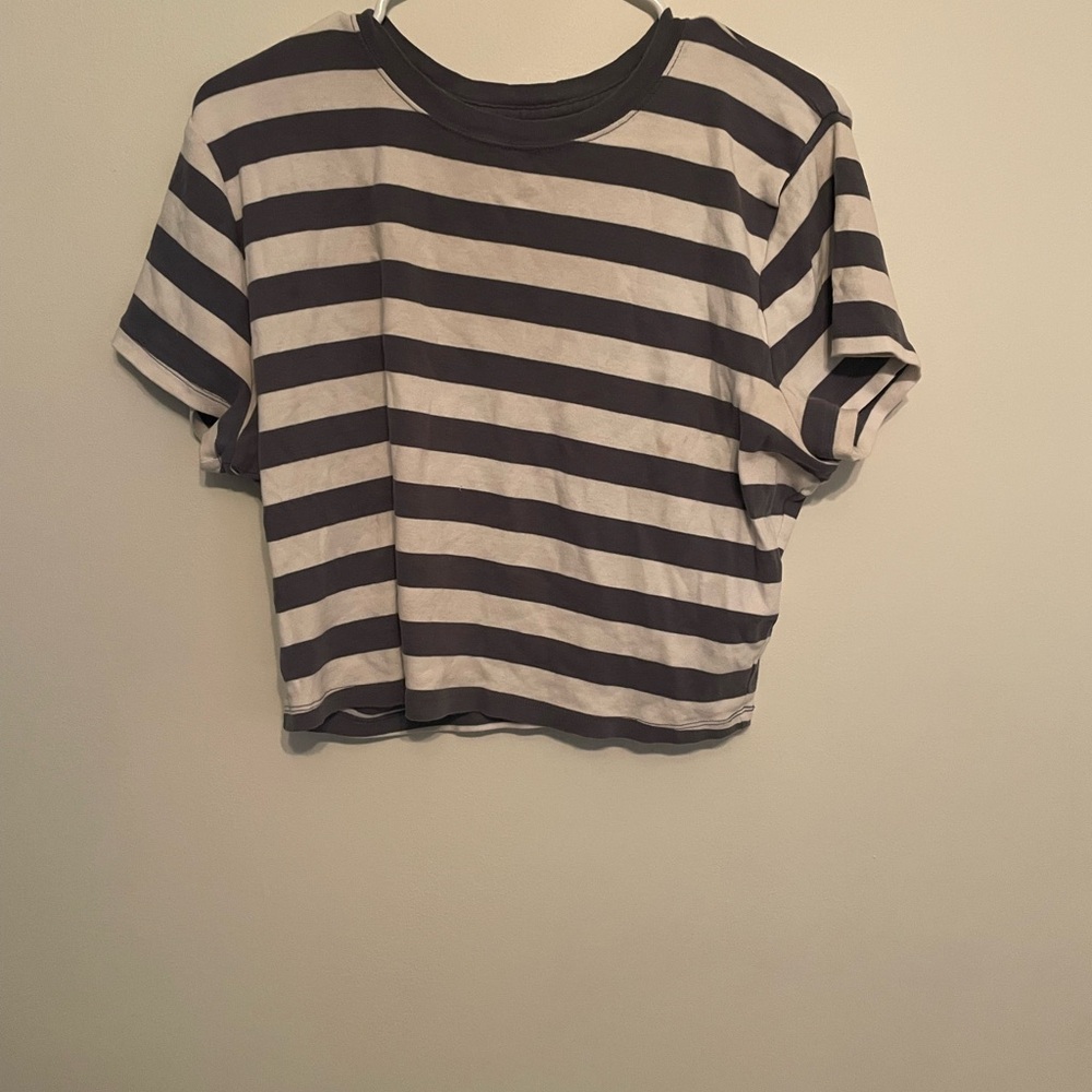 Hollister grey is blue and White Striped Crop Top